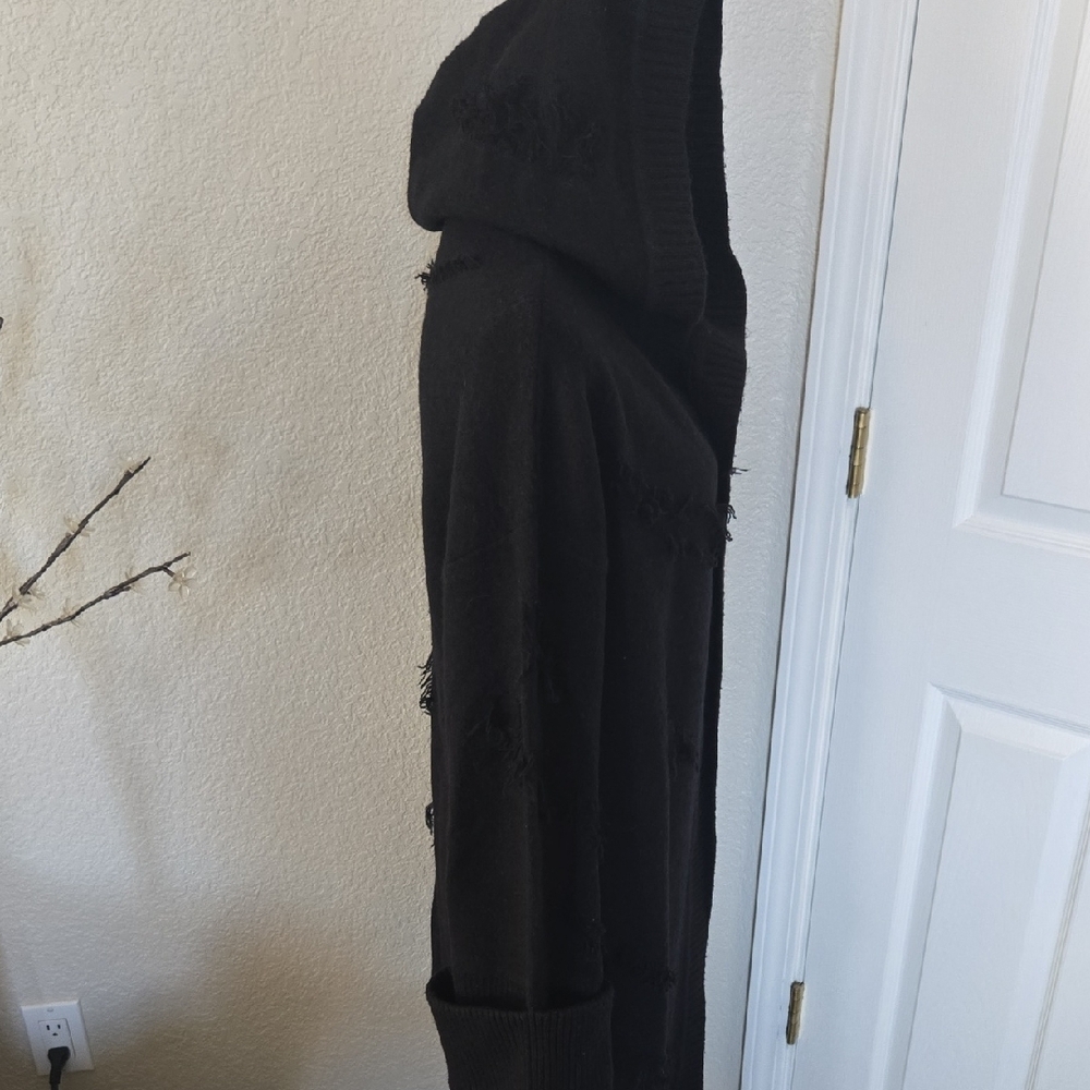 Killstar Black Hooded Shredded Cardigan - Picture 4 of 14